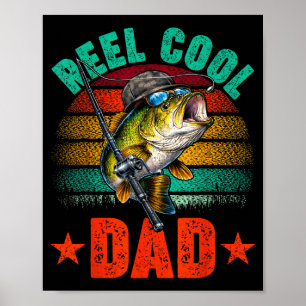 Póster Papá genial de pesca divertido día del padre graci