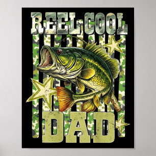 Póster Papá genial divertido pescar lubina (en la parte d
