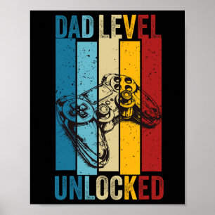 Póster Papá jugador divertido nivel desbloqueado nuevo pa