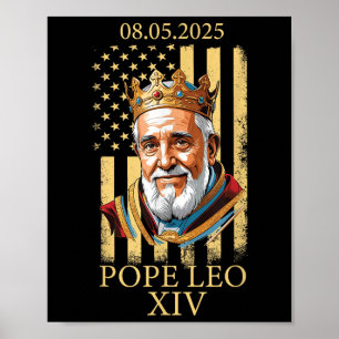 Póster Papa Leo Xiv, Bandera Americana 2025 Vaticano Leo 