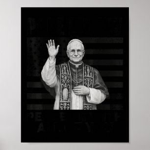 Póster Papa León Xiv 14º Primer Papa Americano Bandera De