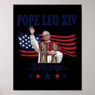 Póster Papa León Xiv Bandera De Estados Unidos 267º Papa 