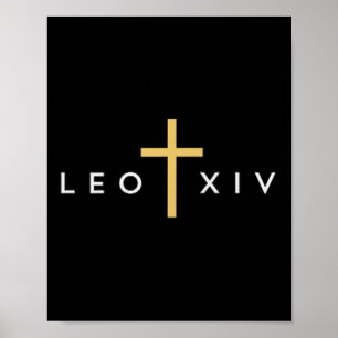 Póster Papa León Xiv Cruz Fina Fe Cristiana Jesús Mini