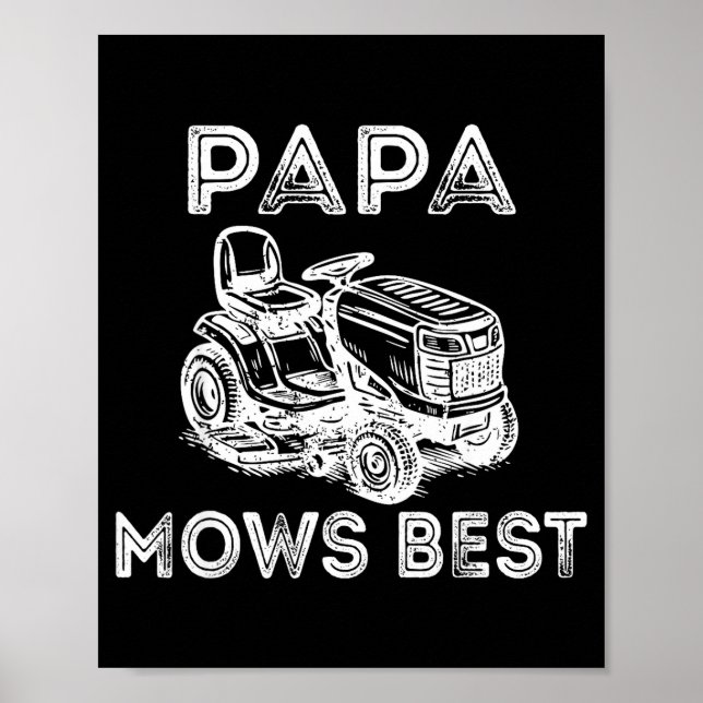 Póster Papa Mows Funny Lawn Mower Father's Day Grandpa  (Frente)