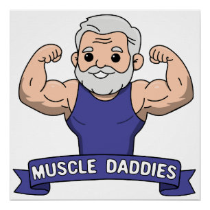 Póster Papá Musculoso Kawaii Barbudo y Adorable