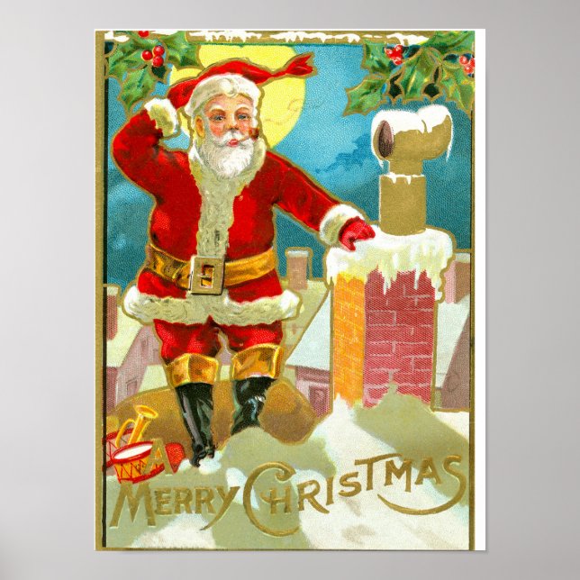 Póster Papá, Navidad en una chimenea (Frente)