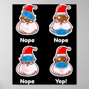Póster Papá Noel afroamericano Pijama de Navidad a juego