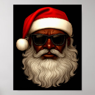 Póster Papá Noel afroamericano pijama de Navidad genial n