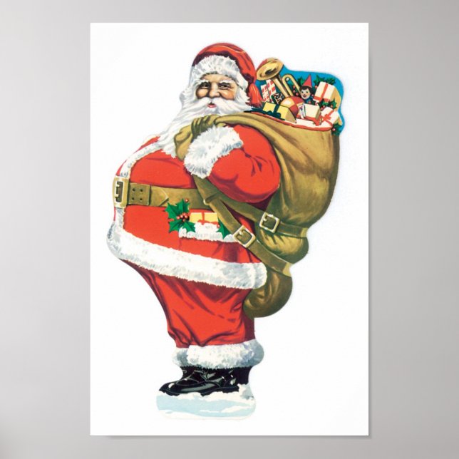 Póster Papá Noel con Bolsa de Juguetes (Frente)