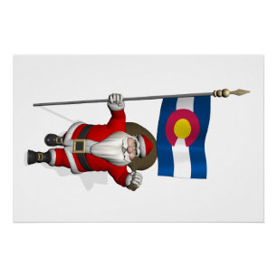 Póster Papá Noel con enseña de Colorado