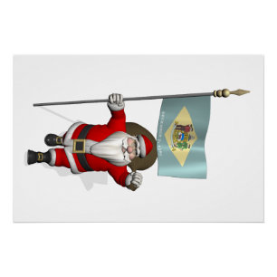 Póster Papá Noel con enseña de Delaware