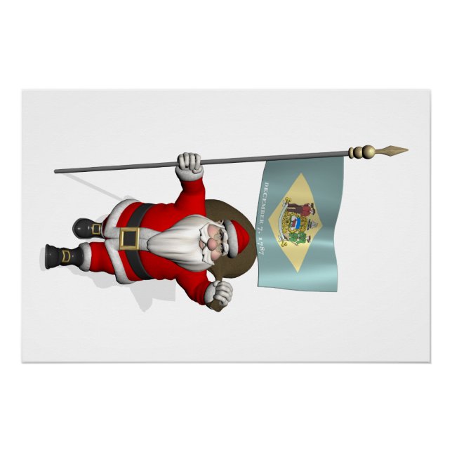 Póster Papá Noel con enseña de Delaware (Anverso)