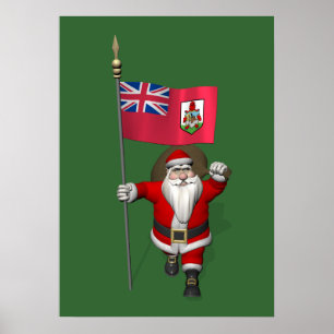 Póster Papá Noel con insignia de Bermudas