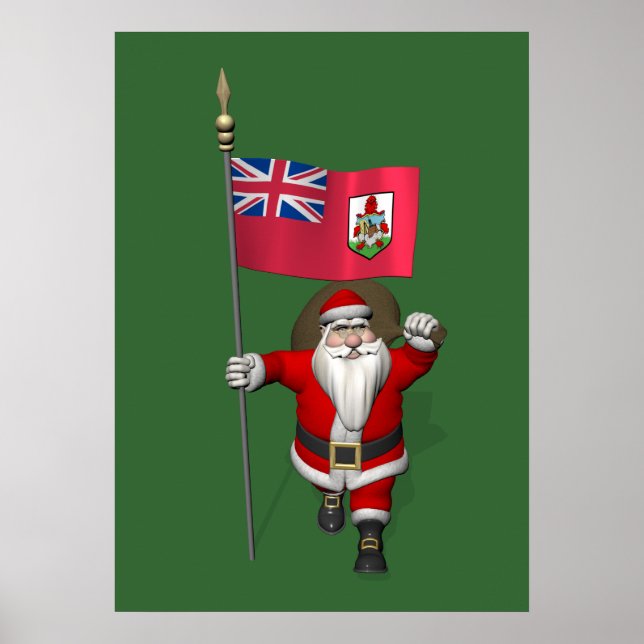 Póster Papá Noel con insignia de Bermudas (Frente)