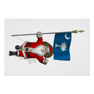 Póster Papá Noel con insignia de Carolina del Sur