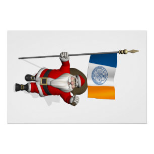 Póster Papá Noel con insignia de Nueva York NY