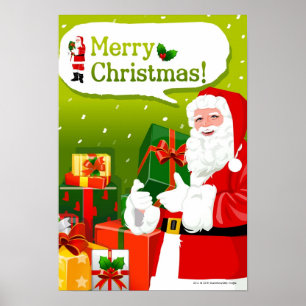 Póster Papá Noel con los regalos