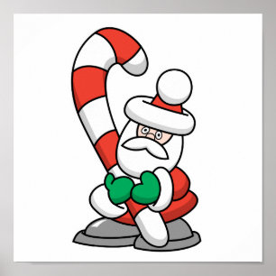 Póster Papá Noel con una caña gigante