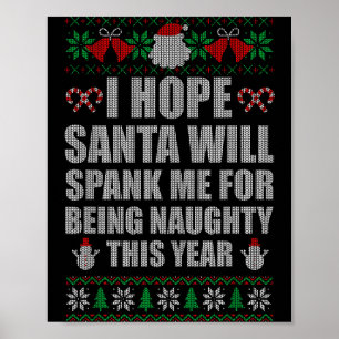 Póster Papá Noel de Navidad Azota Travieso Sudadera Fea d