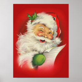 Póster Papá Noel de Navidad vintage