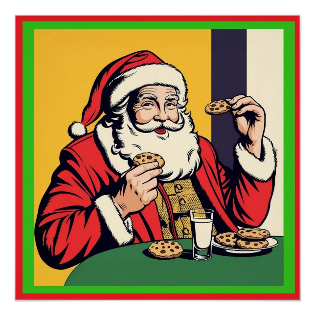 Póster Papá Noel disfrutando de un snack (Anverso)