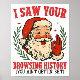 Póster Papá Noel divertido antiguo Vi tu historial de nav