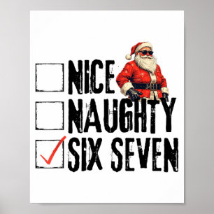 Póster Papá Noel Divertido Bueno Malo Seis Siete Meme 67