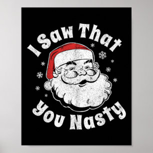 Póster Papá Noel divertido de Navidad Vi que eres malo Ad