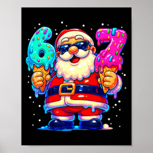 Póster Papá Noel Divertido Dice Seis Siete 67 Meme Navida