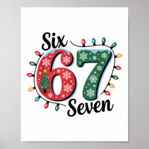 Póster Papá Noel Divertido Dice Seis Siete Navidad 67 Mem