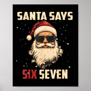 Póster Papá Noel Divertido Dice Seis Siete Navidad 67 Mem