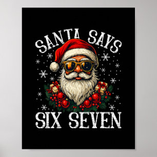 Póster Papá Noel Divertido Dice Seis Siete Navidad 67 Mem
