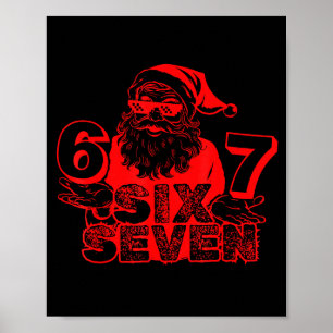 Póster Papá Noel Divertido Dice Seis Siete Navidad 6 7 Me
