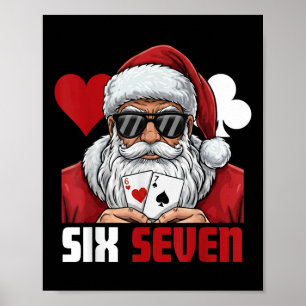 Póster Papá Noel Divertido Dice Seis Siete Póquer Navidad
