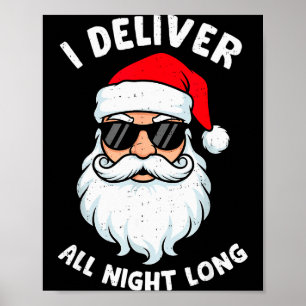 Póster Papá Noel Divertido Entrego Toda La Noche De Navid