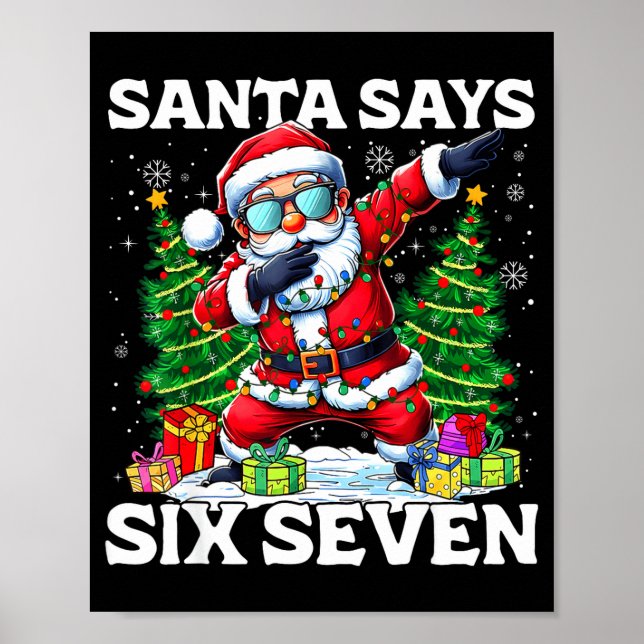 Póster Papá Noel Divertido Haciendo Dabbing Dice Seis Sie (Frente)