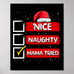 Póster Papá Noel divertido Mamá traviesa agradable intent