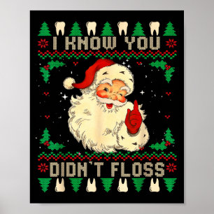 Póster Papá Noel Divertido Sé que No Usaste Hilo Dental D