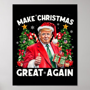 Póster Papá Noel Divertido Trump 2025 Haz que la Navidad