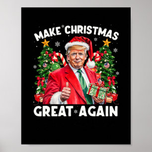 Póster Papá Noel Divertido Trump 2025 Haz que la Navidad