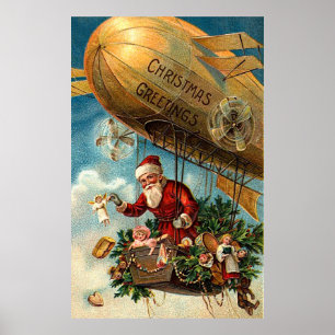 Póster Papá Noel en dirigible