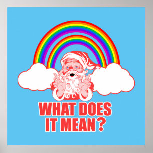 Póster Papá Noel en el arcoiris doble