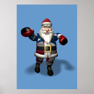 Póster Papá Noel en el día del boxeo