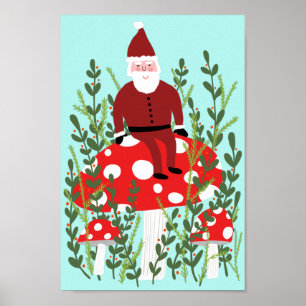 Póster Papá Noel en el hongo mágico