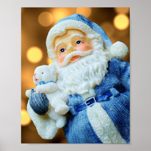Póster Papá Noel en un traje azul
