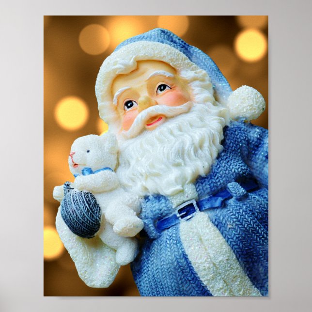 Póster Papá Noel en un traje azul (Frente)