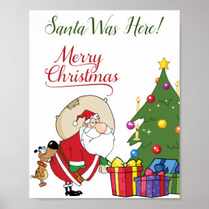 Póster Papá Noel estaba aquí Feliz Poster de Navidad