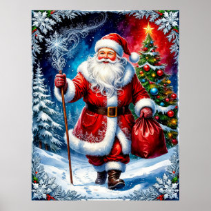 Póster Papá Noel festivo