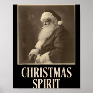 Póster Papá Noel fumando divertido Camiseta vintage de Na