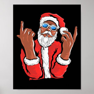 Póster Papá Noel Hombre Negro Navidades Familia Navidad P
